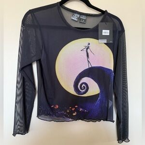 NWT Cakeworthy Disney Collab The Nightmare Before Christmas Long Sleeve Mesh Top